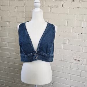 Levi’s Denim Halter Crop Top | Y2K Festival Style | Smocked Back | Cowgirl